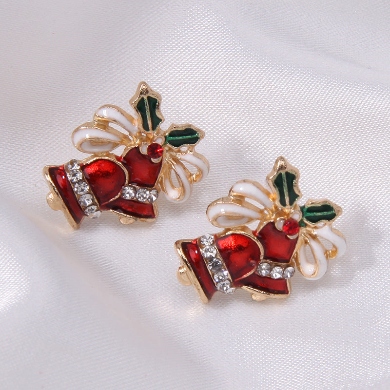 Wholesale Diamond Bell Snowflake Christmas Tree Earrings